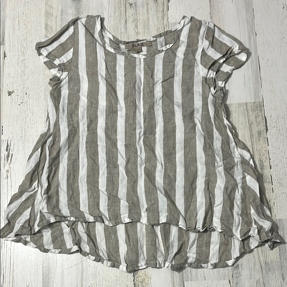 Flax Tops - Flax striped linen top size P
